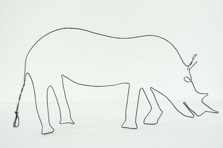 3D-Drahtobjekt "Nashorn" in Einlinientechnik aus Blumendraht