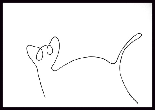 "Katze" 2D-Drahtskulptur in Einlinientechnik